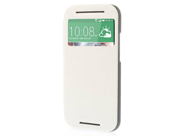 Чехол Mercury Goospery WOW Bumper View для HTC new One (HTC M8) (белый, кожаный)