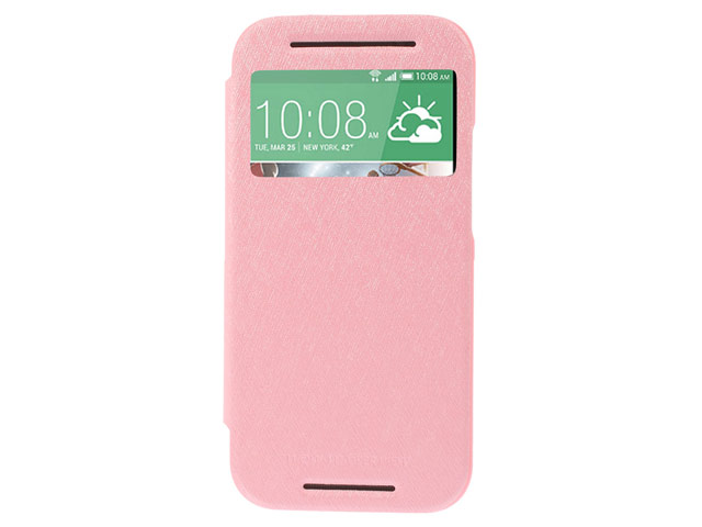Чехол Mercury Goospery WOW Bumper View для HTC new One (HTC M8) (розовый, кожаный)
