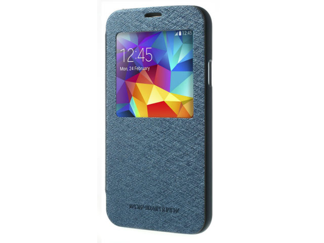 Чехол Mercury Goospery WOW Bumper View для Samsung Galaxy S5 SM-G900 (синий, кожаный)