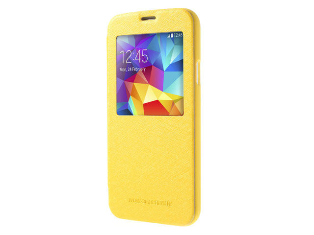 Чехол Mercury Goospery WOW Bumper View для Samsung Galaxy S5 SM-G900 (желтый, кожаный)