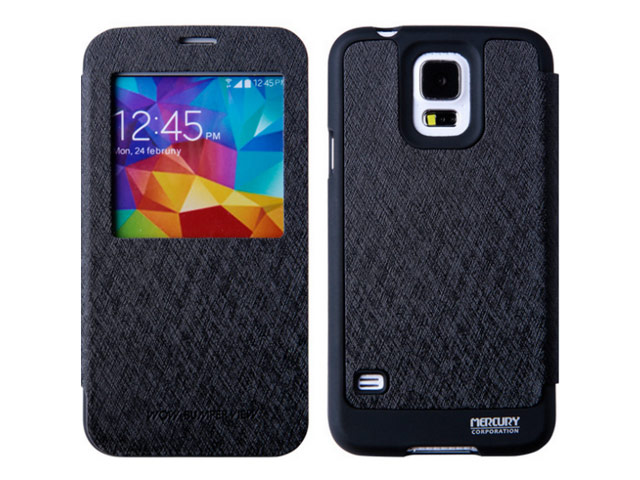 Чехол Mercury Goospery WOW Bumper View для Samsung Galaxy S5 SM-G900 (черный, кожаный)