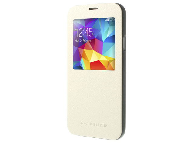 Чехол Mercury Goospery WOW Bumper View для Samsung Galaxy S5 SM-G900 (белый, кожаный)
