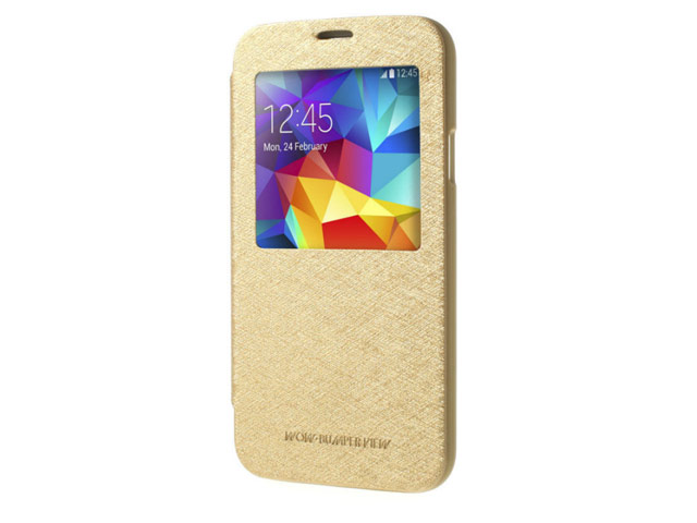 Чехол Mercury Goospery WOW Bumper View для Samsung Galaxy S5 SM-G900 (золотистый, кожаный)