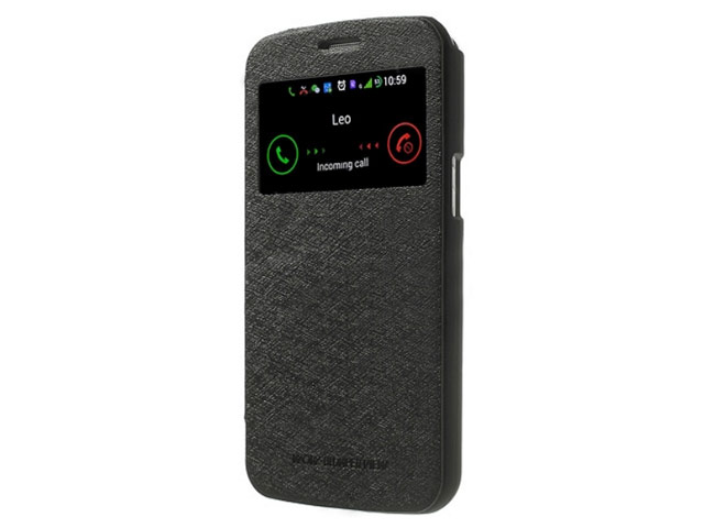 Чехол Mercury Goospery WOW Bumper View для Samsung Galaxy Grand 2 G7106 (черный, кожаный)