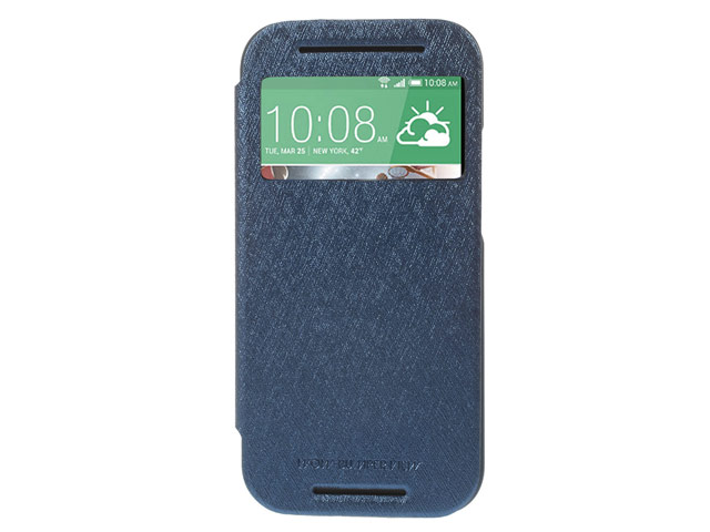 Чехол Mercury Goospery WOW Bumper View для HTC new One (HTC M8) (синий, кожаный)