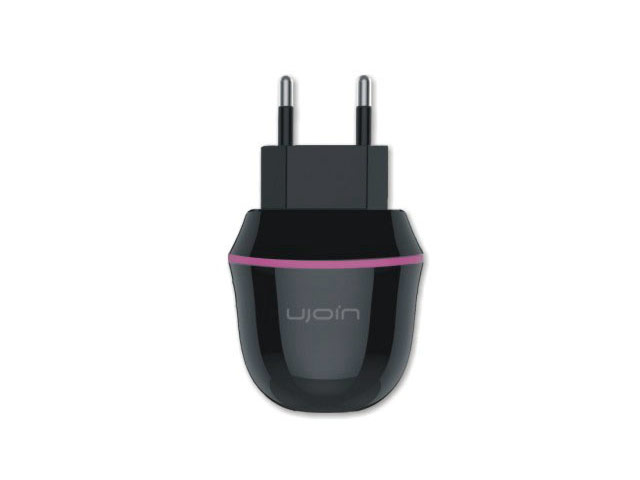 Зарядное устройство Ujoin V-Travel Charger универсальное (сетевое, 2.1A, черное/розовое)