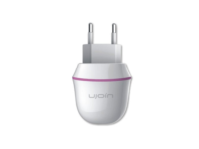 Зарядное устройство Ujoin V-Travel Charger универсальное (сетевое, 2.1A, белое/розовое)