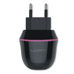 Зарядное устройство Ujoin V-Travel Charger универсальное (сетевое, 1A, черное/розовое)