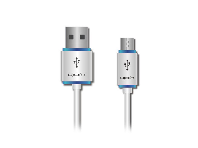 USB-кабель Ujoin V-Data Cable универсальный (microUSB, 1.2 м, белый/синий)