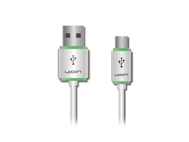 USB-кабель Ujoin V-Data Cable универсальный (microUSB, 1.2 м, белый/зеленый)