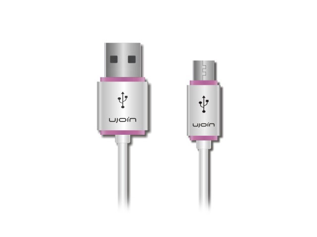 USB-кабель Ujoin V-Data Cable универсальный (microUSB, 1.2 м, белый/розовый)