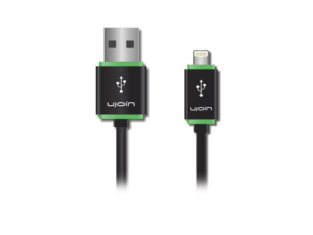 USB-кабель Ujoin V-Data Cable универсальный (Lightning, 1.2 м, черный/зеленый)