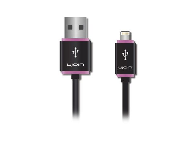 USB-кабель Ujoin V-Data Cable универсальный (Lightning, 1.2 м, черный/розовый)