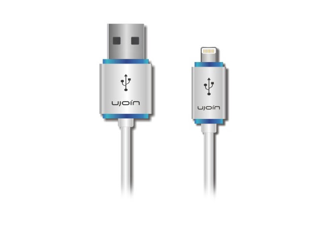 USB-кабель Ujoin V-Data Cable универсальный (Lightning, 1.2 м, белый/синий)