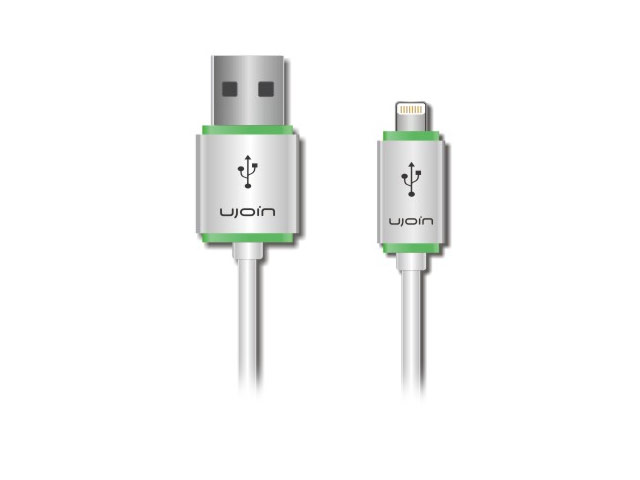 USB-кабель Ujoin V-Data Cable универсальный (Lightning, 1.2 м, белый/зеленый)