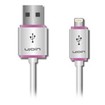 USB-кабель Ujoin V-Data Cable универсальный (Lightning, 1.2 м, белый/розовый)