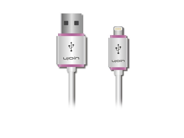 USB-кабель Ujoin V-Data Cable универсальный (Lightning, 1.2 м, белый/розовый)