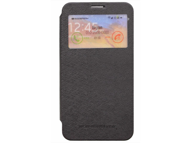 Чехол Mercury Goospery WOW Bumper View для Samsung Galaxy Note 3 N9000 (черный, кожаный)
