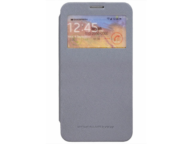 Чехол Mercury Goospery WOW Bumper View для Samsung Galaxy Note 3 N9000 (серый, кожаный)