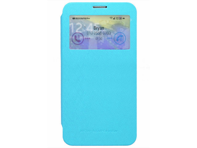 Чехол Mercury Goospery WOW Bumper View для Samsung Galaxy Note 3 N9000 (голубой, кожаный)