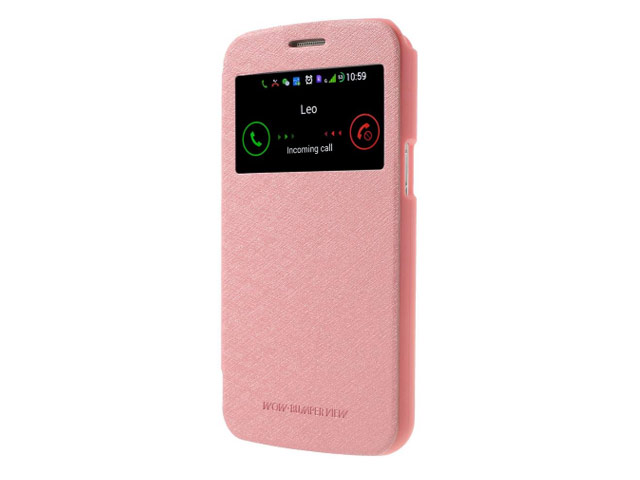 Чехол Mercury Goospery WOW Bumper View для Samsung Galaxy Grand 2 G7106 (розовый, кожаный)