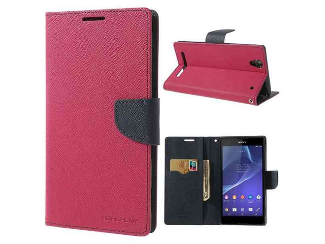 Чехол Mercury Goospery Fancy Diary Case для Sony Xperia T2 Ultra XM50h (малиновый, кожаный)