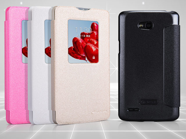 Чехол Nillkin Sparkle Leather Case для LG L80 D380 (черный, кожаный)