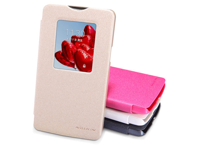 Чехол Nillkin Sparkle Leather Case для LG L80 D380 (розовый, кожаный)