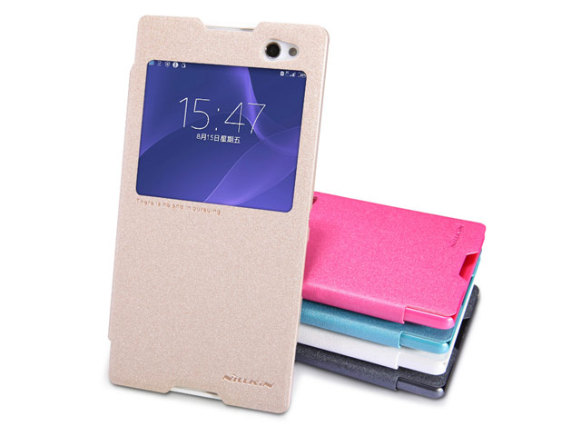 Чехол Nillkin Sparkle Leather Case для Sony Xperia C3 S55T (золотистый, кожаный)