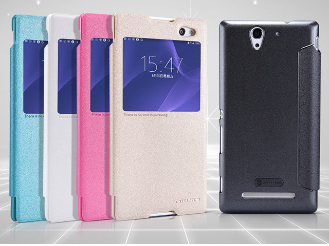 Чехол Nillkin Sparkle Leather Case для Sony Xperia C3 S55T (золотистый, кожаный)