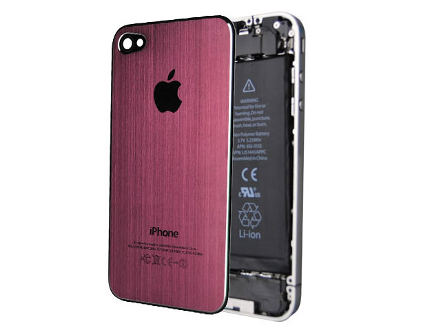 Крышка задняя для Apple iPhone 4 (красная, металлическая)