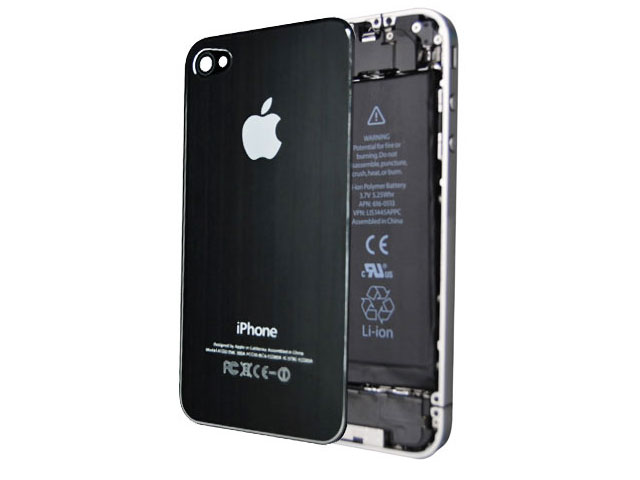 Крышка задняя для Apple iPhone 4 (черная, металлическая)