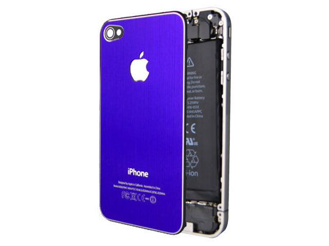Крышка задняя для Apple iPhone 4 (синяя, металлическая)