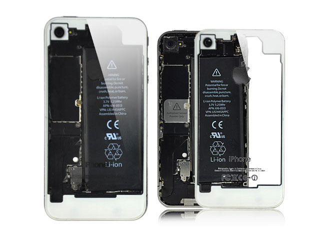 Крышка задняя для Apple iPhone 4 (белая, прозрачная)