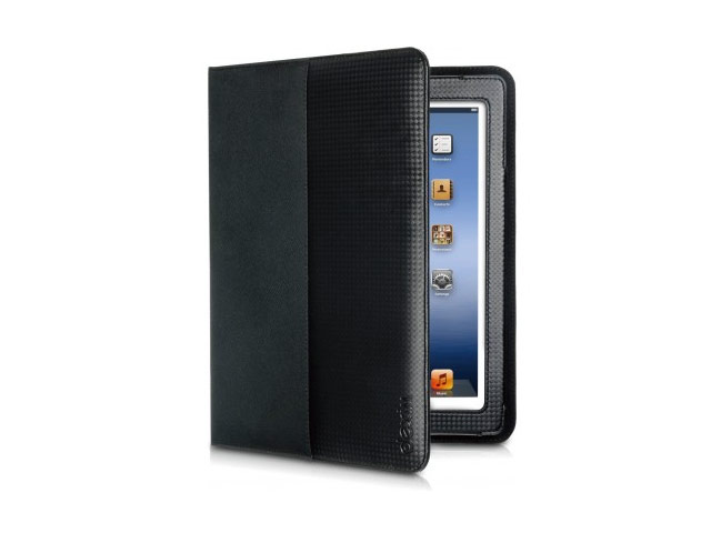 Чехол Dexim Carbon Fiber Fabric Folio для Apple iPad 2/new iPad (черный, кожаный)