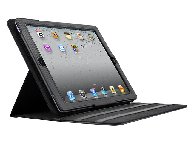 Чехол Dexim Carbon Fiber Fabric Folio для Apple iPad 2/new iPad (черный, кожаный)