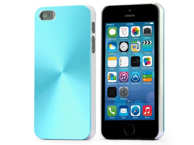 Чехол Yotrix MetalCase Round для Apple iPhone 5/5S (голубой, алюминиевый)