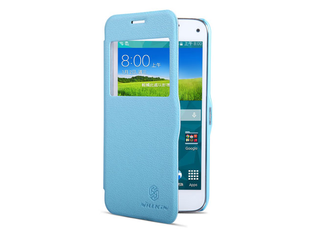 Чехол Nillkin Fresh Series Leather case для Samsung Galaxy S5 mini SM-G800 (голубой, кожаный)
