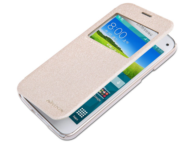 Чехол Nillkin Sparkle Leather Case для Samsung Galaxy S5 mini SM-G800 (золотистый, кожаный)