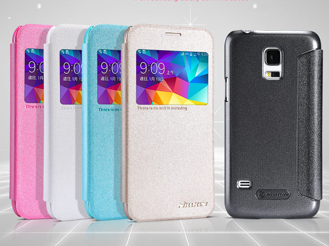 Чехол Nillkin Sparkle Leather Case для Samsung Galaxy S5 mini SM-G800 (золотистый, кожаный)