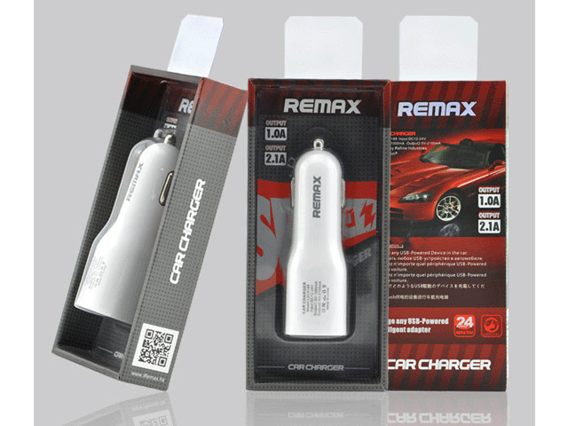 Зарядное устройство Remax Dual Car Charger универсальное (автомобильное, 2.1A, 2хUSB, белое)