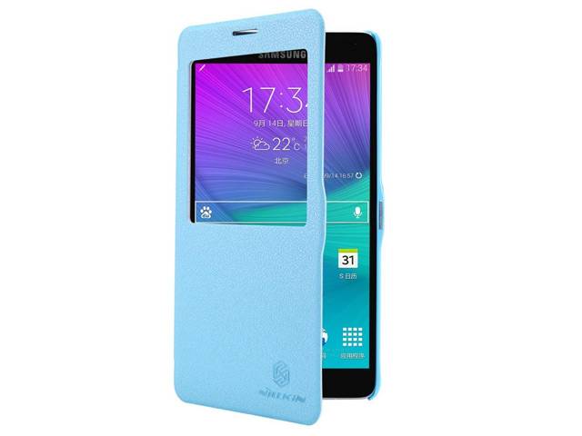 Чехол Nillkin Fresh Series Leather case для Samsung Galaxy Note 4 N910 (голубой, кожаный)