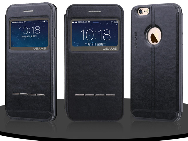 Чехол USAMS Lange Series Sliding для Apple iPhone 6 (черный, кожаный)