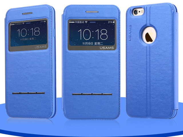Чехол USAMS Lange Series Sliding для Apple iPhone 6 (синий, кожаный)