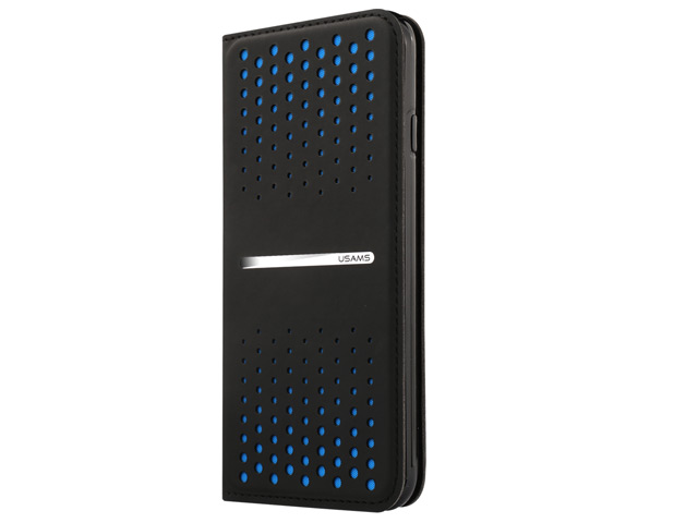Чехол USAMS Groove Series для Apple iPhone 6 plus (черный/синий, кожаный)