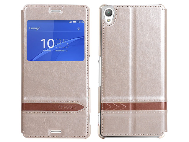 Чехол USAMS Merry Series для Sony Xperia Z3 L55t (золотистый, кожаный)