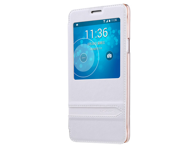 Чехол USAMS Merry Series для Samsung Galaxy Note 4 N910 (белый, кожаный)