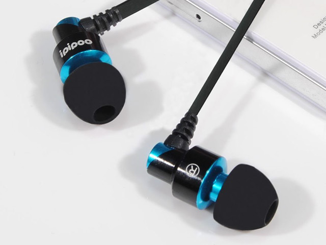 Наушники ipipoo stereo earphone iP-A400Hi (черный/голубой, пульт/микрофон, 20-20000 Гц, 9 мм)