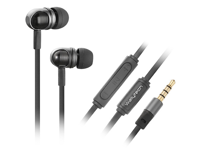 Наушники Wallytech Metal In-Ear Earphones W801 (черный, пульт/микрофон, 16-22000 Гц, 8 мм)