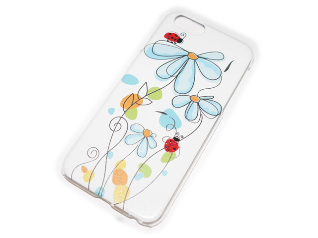 Чехол Yotrix Aquarelle для Apple iPhone 6 (Ladybugs on flowers, пластиковый)